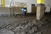 Cleaning of a gym on Teresa Street after landslides and flooding caused by heavy rains - Petropolis city - Rio de Janeiro state (RJ) - Brazil
