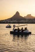 Paddle boat - Rodrigo de Freitas Lagoon - Two Brothers Mountain and Rock of Gavea in the background  - Rio de Janeiro city - Rio de Janeiro state (RJ) - Brazil