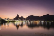 Night view of the Rodrigo de Freitas Lagoon with the Morro Dois Irmaos (Two Brothers Mountain) and the Rock of Gavea in the background  - Rio de Janeiro city - Rio de Janeiro state (RJ) - Brazil