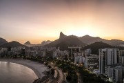 View of Botafogo Beach waterfront with the Christ the Redeemer in the background - Rio de Janeiro city - Rio de Janeiro state (RJ) - Brazil