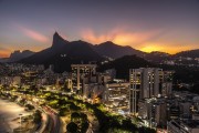 Night view of Botafogo Beach waterfront with the Christ the Redeemer in the background - Rio de Janeiro city - Rio de Janeiro state (RJ) - Brazil