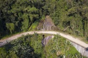 Picture taken with drone of the Escravos Waterfall on Estrada Imperial, also called Sao Joao Marcos Highway - RJ 149 - Serra do Piloto - first road in Brazil opened in 1857 - Mangaratiba city - Rio de Janeiro state (RJ) - Brazil