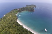 Picture taken with drone of the Dentista Beach on Jipoia Island - Ilha Grande Bay - Angra dos Reis city - Rio de Janeiro state (RJ) - Brazil