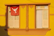 Corpus Christi flag on Guarani house facade - Guarani city - Minas Gerais state (MG) - Brazil