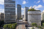 Picture taken with drone of the Cha Viaduct (Tea Viaduct) - City Hall on the right and Patriarca Square in the background - on the right City Hall in the Matarazzo Building (1939) - Severo and Villares project - Sao Paulo city - Sao Paulo state (SP) - Brazil
