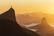 View of Christ the Redeemer - to the left - from the Rock of Proa (Rock of Prow) during the dawn  - Rio de Janeiro city - Rio de Janeiro state (RJ) - Brazil