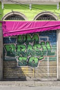 Graffiti on the facade of a historic house in Largo de Sao Francisco da Prainha Square - Rio de Janeiro city - Rio de Janeiro state (RJ) - Brazil