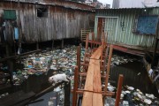 Stilts over river polluted with a lot of garbage - Manaus city - Amazonas state (AM) - Brazil