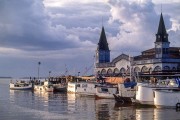 Berthed boats - with the Ver-o-peso Market (XVII century) in the background  - Belem city - Para state (PA) - Brazil