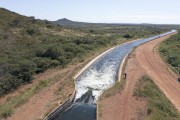 Picture taken with drone of the main irrigation channel of the Nilo Coelho Project - Rio Sao Francisco Valley - Sobradinho city - Bahia state (BA) - Brazil