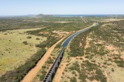 Picture taken with drone of the main irrigation channel of the Nilo Coelho Project - Rio Sao Francisco Valley - Sobradinho city - Bahia state (BA) - Brazil