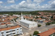 Picture taken with drone of the Sacred Heart of Jesus Mother Church - Brejo Santo city - Ceara state (CE) - Brazil