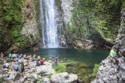 Tourists - Segredo Waterfall - Chapada dos Veadeiros National Park  - Alto Paraiso de Goias city - Goias state (GO) - Brazil