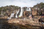 Tourists near to Carioquinhas Waterfall - Chapada dos Veadeiros National Park  - Alto Paraiso de Goias city - Goias state (GO) - Brazil