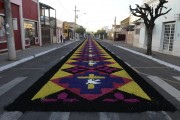 Streets decorated for Corpus Christi procession - Potirendaba city - Sao Paulo state (SP) - Brazil
