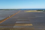 Picture taken with drone of the Photovoltaic Plates at the Pereira Barreto Solar Power Plant - The largest solar energy complex in the State of Sao Paulo - Pereira Barreto city - Sao Paulo state (SP) - Brazil