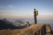 Man observing the landscape from Rock of Gavea - Rio de Janeiro city - Rio de Janeiro state (RJ) - Brazil
