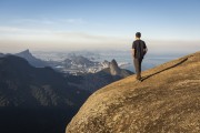 Man observing the landscape from Rock of Gavea - Rio de Janeiro city - Rio de Janeiro state (RJ) - Brazil