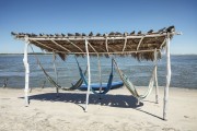 Hammocks to relax on Atins beach near to Lencois Maranhenses National Park  - Barreirinhas city - Maranhao state (MA) - Brazil