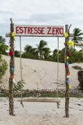 Wooden sign written Zero Stress on Atins beach near to Lencois Maranhenses National Park  - Barreirinhas city - Maranhao state (MA) - Brazil