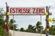 Wooden sign written Zero Stress on Atins beach near to Lencois Maranhenses National Park  - Barreirinhas city - Maranhao state (MA) - Brazil