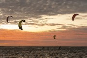 Practitioners of kitesurf on Atins beach near to Lencois Maranhenses National Park  - Barreirinhas city - Maranhao state (MA) - Brazil
