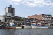 Fishing boats moored at Tutoia pier - Tutoia city - Maranhao state (MA) - Brazil