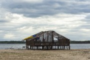View of fishing hut and dunes - Delta of Parnaiba - Araioses city - Maranhao state (MA) - Brazil