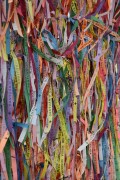 Colored ribbons in the Sanctuary of Nossa Senhora Aparecida - Olimpia city - Sao Paulo state (SP) - Brazil