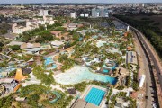 Picture taken with drone of the Thermas dos Laranjais water park - Olimpia city - Sao Paulo state (SP) - Brazil