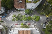 Picture taken with drone of tree-lined square and residential buildings - Rio de Janeiro city - Rio de Janeiro state (RJ) - Brazil