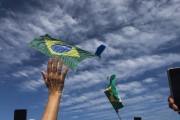 Paratroopers with the flag of Brazil during an act pro President Bolsonaro in the celebrations of the 200th anniversary of the Independence of Brazil - Rio de Janeiro city - Rio de Janeiro state (RJ) - Brazil