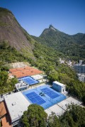 Picture taken with drone of a tennis club (Rio Tennis Academy) with Corcovado Mountain in the background - Rio de Janeiro city - Rio de Janeiro state (RJ) - Brazil