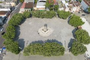 Picture taken with drone of the Sao Sebastiao Square with a Monument to Open Ports to Friendly Nations (1900) - Manaus city - Amazonas state (AM) - Brazil