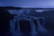 View of the Devils Throat waterfall - Iguassu National Park during the nightfall  - Foz do Iguacu city - Parana state (PR) - Brazil