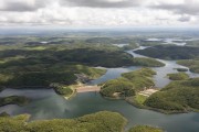 Picture taken with drone of the Atalho reservoir - Project of Integration of Sao Francisco River with the watersheds of Northeast setentrional - Brejo Santo city - Ceara state (CE) - Brazil