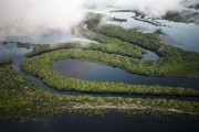 Picture taken with drone of the Amazon rainforest under clouds - Anavilhanas National Park  - Manaus city - Amazonas state (AM) - Brazil