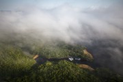 Picture taken with drone of the Amazon rainforest under clouds near Anavilhanas National Park  - Manaus city - Amazonas state (AM) - Brazil