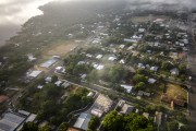 Picture taken with drone of the Amazon rainforest and the city of Novo Airao under clouds - Novo Airao city - Amazonas state (AM) - Brazil