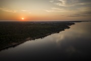 Picture taken with drone of the Negro River and Amazon rainforest - Anavilhanas National Park  - Manaus city - Amazonas state (AM) - Brazil