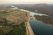 Picture taken with drone of the Porcos, Canabrava, Cipo, Boi I and Boi II interconnected reservoirs - Project of Integration of Sao Francisco River with the watersheds of Northeast setentrional - Brejo Santo city - Ceara state (CE) - Brazil