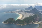 Aerial view of Vermelha Beach, mountains and Copacabana Beach from the airplane window - Rio de Janeiro city - Rio de Janeiro state (RJ) - Brazil