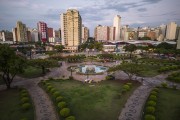 Picture taken with drone of the Raul Soares Square with buildings in the background  - Belo Horizonte city - Minas Gerais state (MG) - Brazil