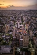 Picture taken with drone of the street and buildings at dusk - Belo Horizonte city - Minas Gerais state (MG) - Brazil