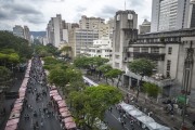 Picture taken with drone of people walking and shopping at Hippie Market - Belo Horizonte city - Minas Gerais state (MG) - Brazil