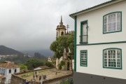 Facade of house and Saint Francis of Assis Church - Ouro Preto city - Minas Gerais state (MG) - Brazil
