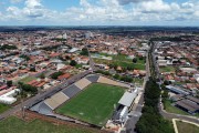 Picture taken with drone of the Doutor Jorge Ismael de Biasi Stadium - popularly known as Jorjao - Novo Horizonte city - Sao Paulo state (SP) - Brazil