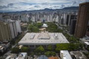 Picture taken with drone of the Carlos Chagas Square with Building of the Legislative Assembly of Minas Gerais (Palace of Inconfidence) and Church of Our Lady of Fatima - Belo Horizonte city - Minas Gerais state (MG) - Brazil