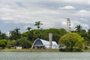 View of Pampulha Lagoon and the Sao Francisco de Assis Church (1943) - also known as Pampulha Church  - Belo Horizonte city - Minas Gerais state (MG) - Brazil