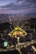 Picture taken with drone of the Israel Pinheiro Square at night - also known as Papa Square (Pope Square)  - Belo Horizonte city - Minas Gerais state (MG) - Brazil